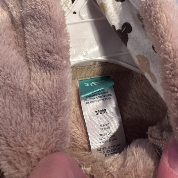 NWT Disney Baby Mickey Mouse One Piece Footies with Hood Tan Size 3/6 Months - Picture 7 of 10